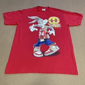 Vintage Houston Rockets Shirt Mens Medium NBA Basketball Bugs Bunny 90s